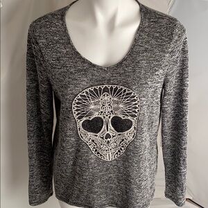 Aeropostale black heather skull sweater L